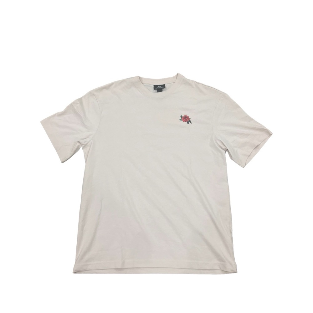 H&M Beige Relaxed Fit T-Shirt Flower Emblem Medium